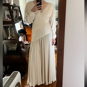 Vintage light blush asymmetrical wedding dress